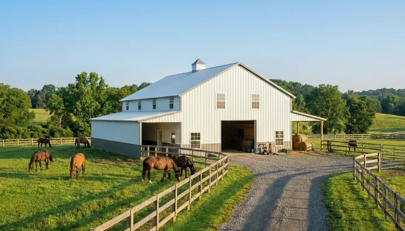 30'x45'x16' Metal Hay Barn with Lean-to(s)